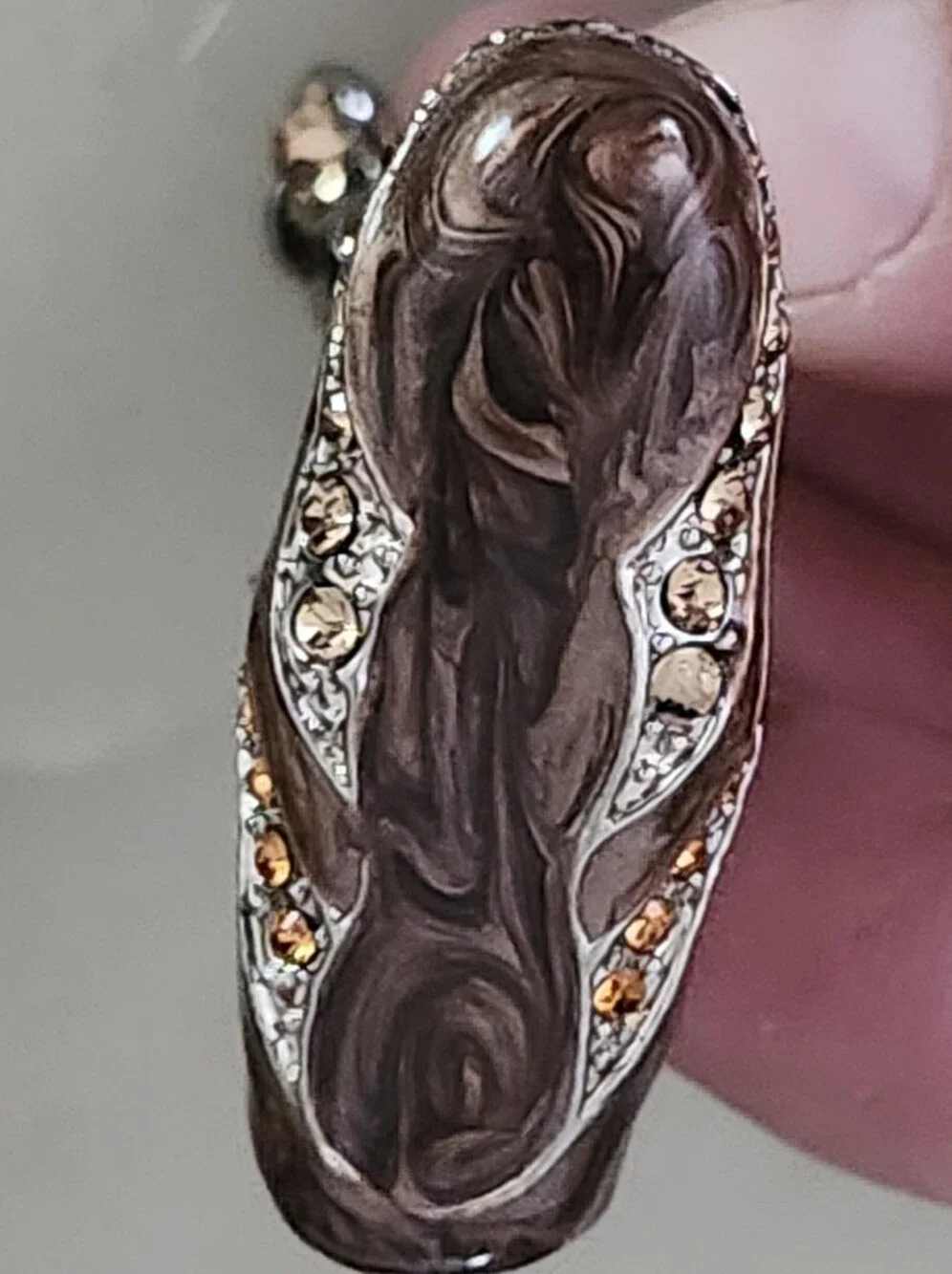 Alexander Kalifano Amber & Clear Crystal-Accented Brown Enameled Purse Keychain